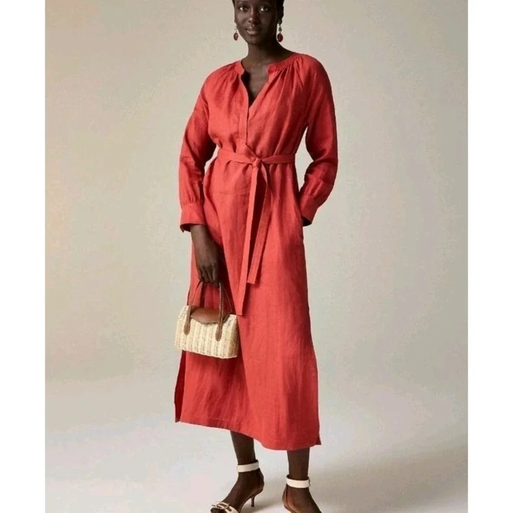 J Crew Cabana Dress in Linen Red Sand XS
